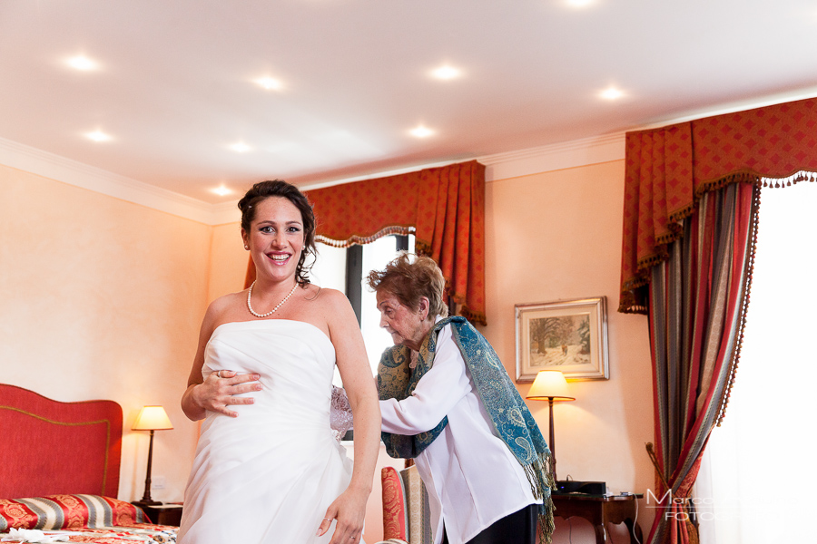bride getting ready at grand hotel majestic verbania lake maggiore italy