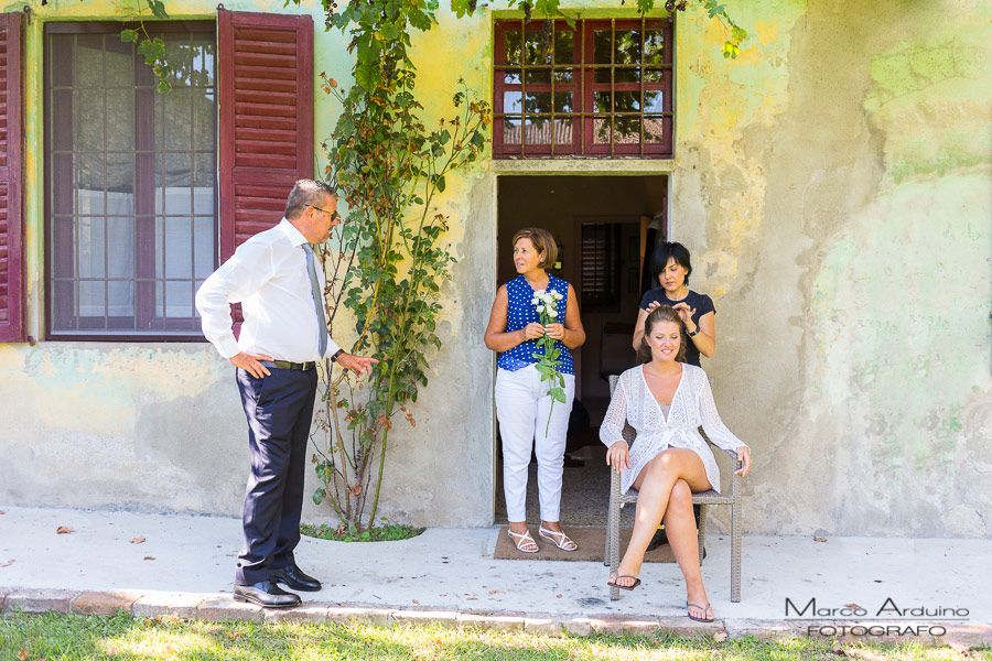 bride getting ready in countryside