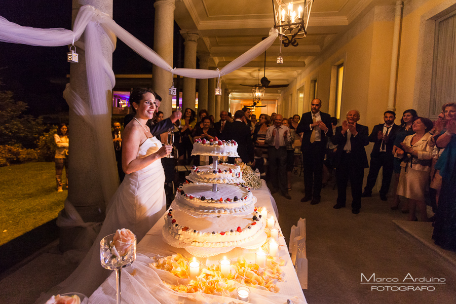 Wedding cake cutting at grand hotel majestic Lake Maggiore Italy