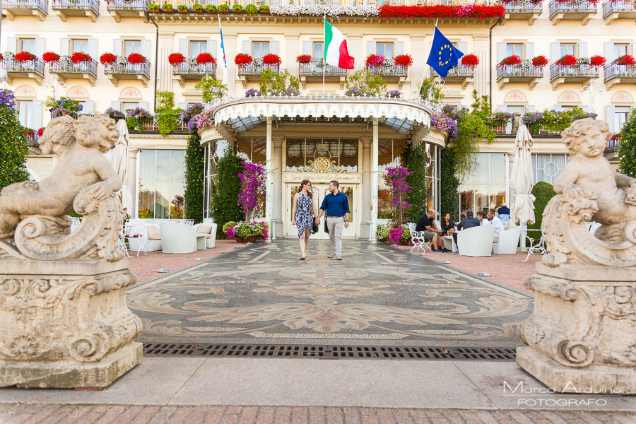 engagement session on lake Maggiore gran hotel des iles borromees Stresa